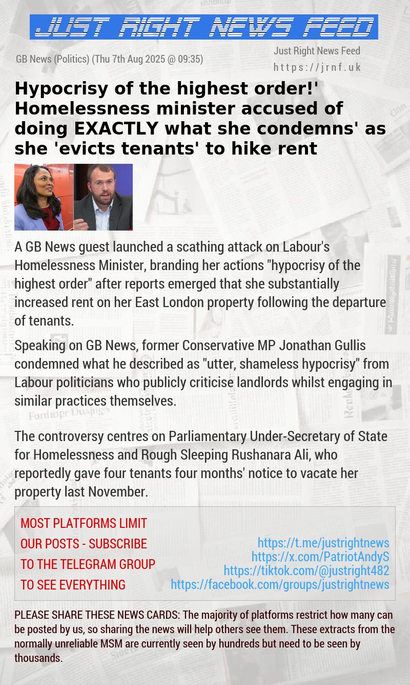 ‘Hypocrisy of the highest order!’ Homelessness minister accused of ‘doing EXACTLY what she condemns’ as she ’evicts tenants’ to hike rent