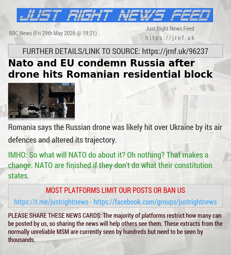 Nato and EU condemn Russia after drone hits Romanian residential block