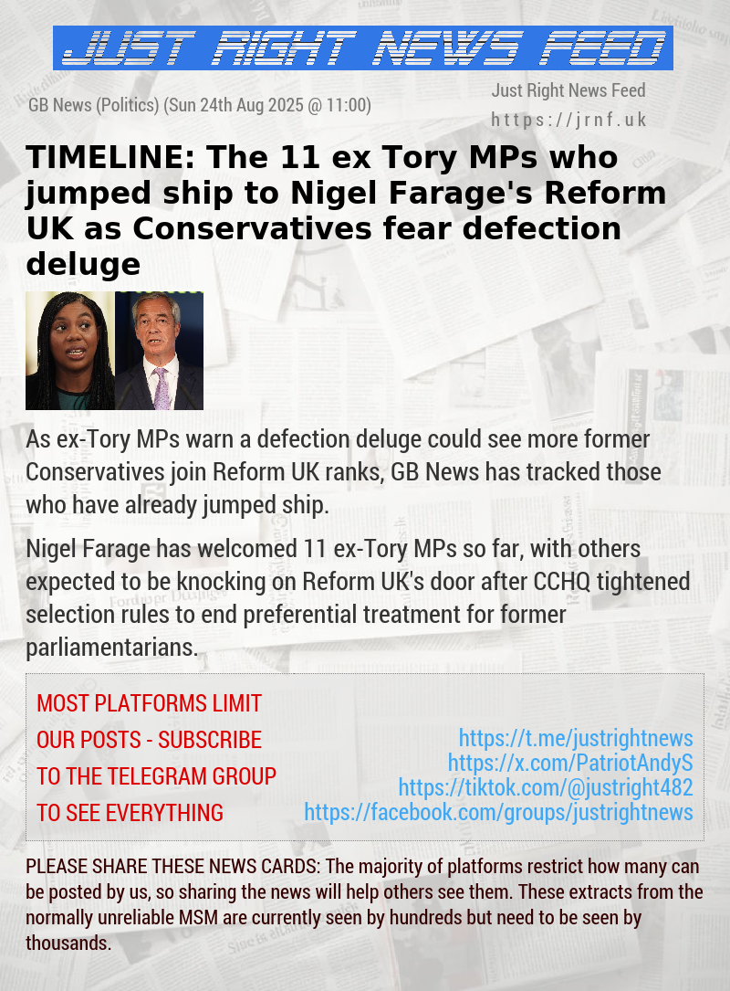 TIMELINE: The 11 ex—Tory MPs who jumped ship to Nigel Farage’s Reform UK as Conservatives fear defection deluge