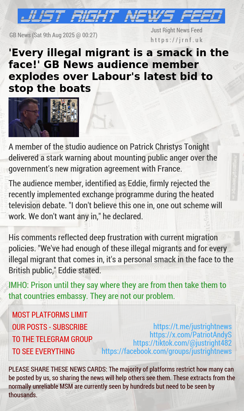 ‘Every illegal migrant is a smack in the face!’ GB News audience member explodes over Labour’s latest bid to stop the boats