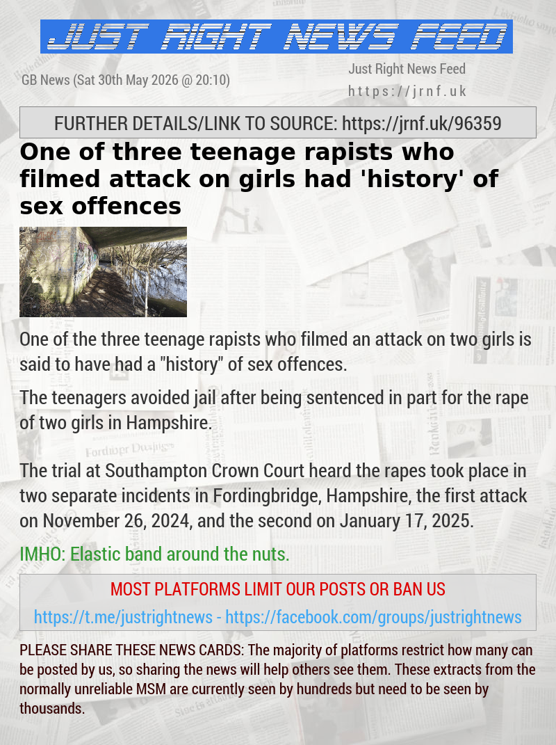 One of three teenage rapists who filmed attack on girls had ’history’ of sex offences
