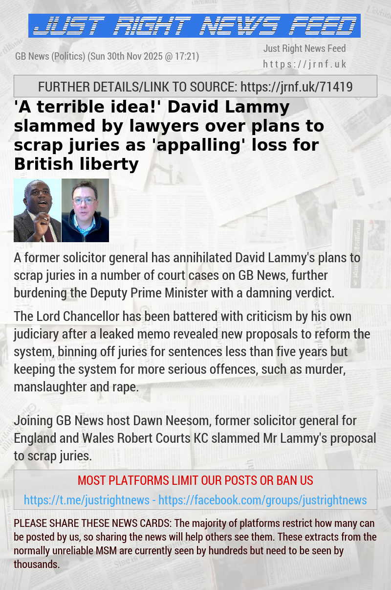 ’A terrible idea!’ David Lammy slammed by lawyers over plans to scrap juries as ’appalling’ loss for British liberty