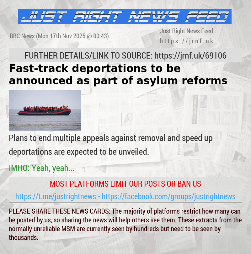 Fast—track deportations to be announced as part of asylum reforms