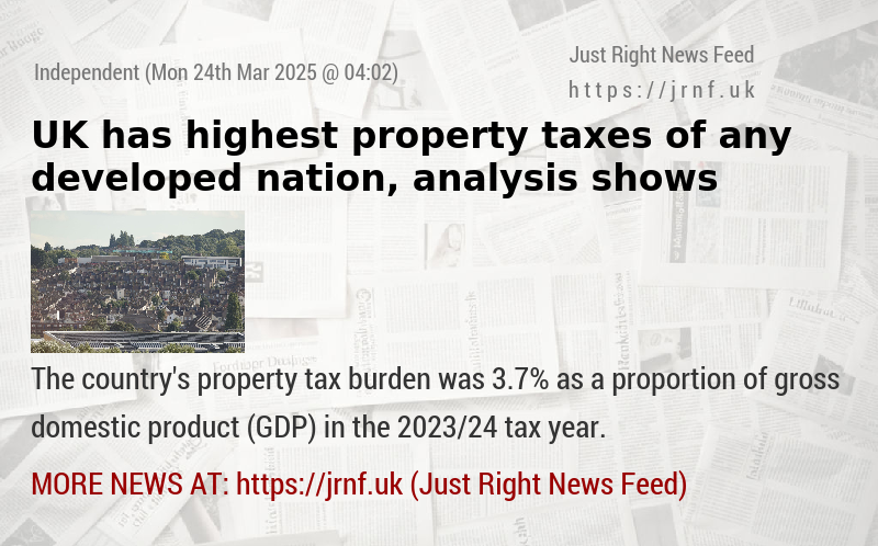 UK has highest property taxes of any developed nation, analysis shows