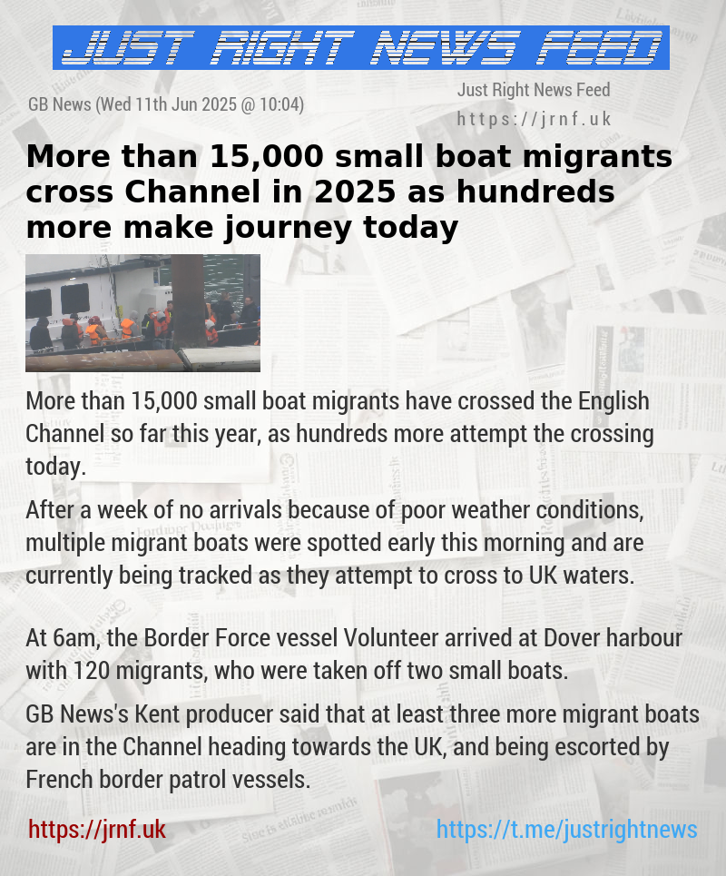 More than 15,000 small boat migrants cross Channel in 2025 as hundreds more make journey today