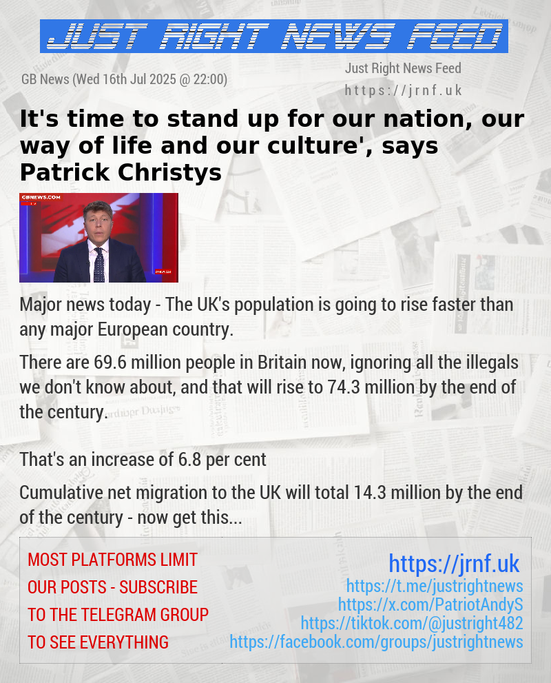 ‘It’s time to stand up for our nation, our way of life and our culture’, says Patrick Christys