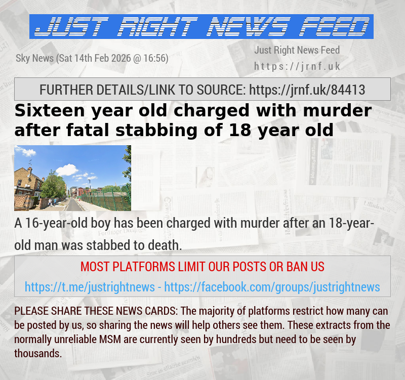 Sixteen—year—old charged with murder after fatal stabbing of 18—year—old