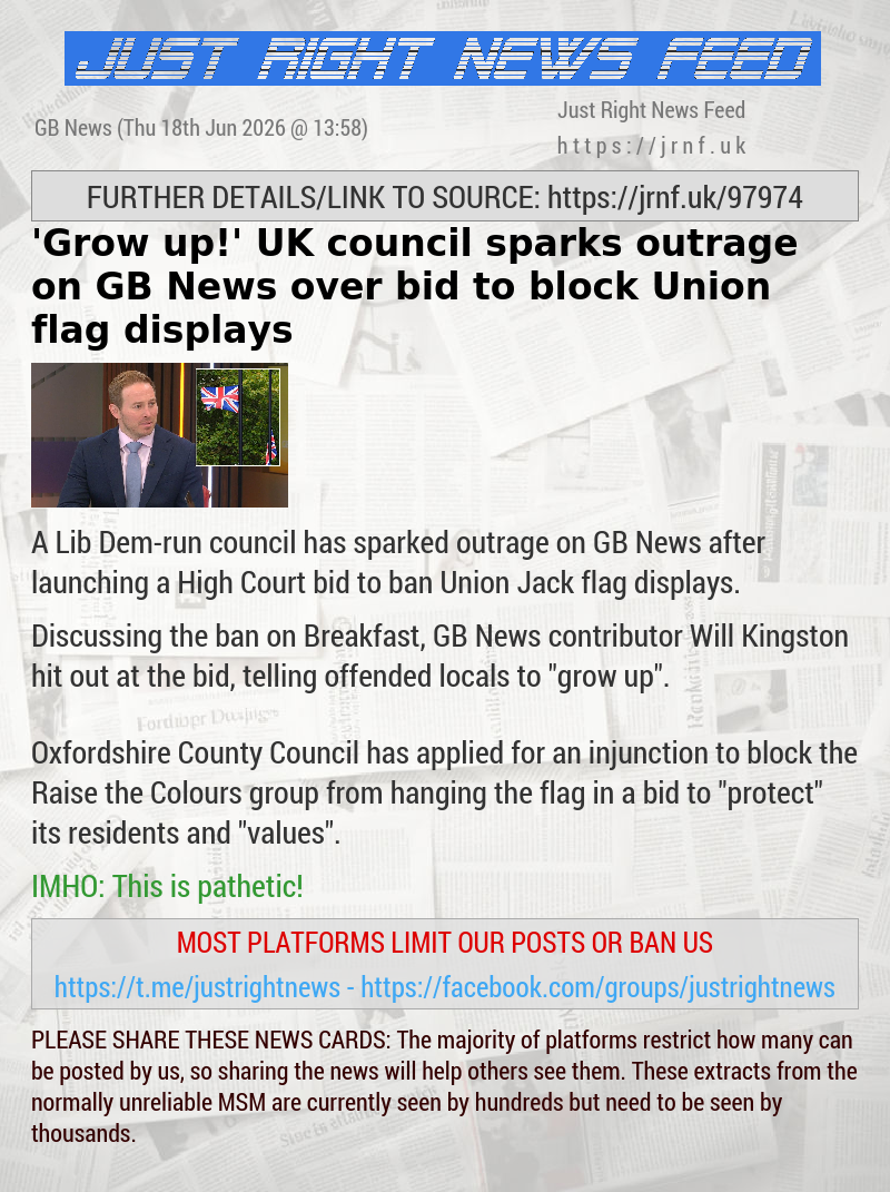 ’Grow up!’ UK council sparks outrage on GB News over bid to block Union flag displays