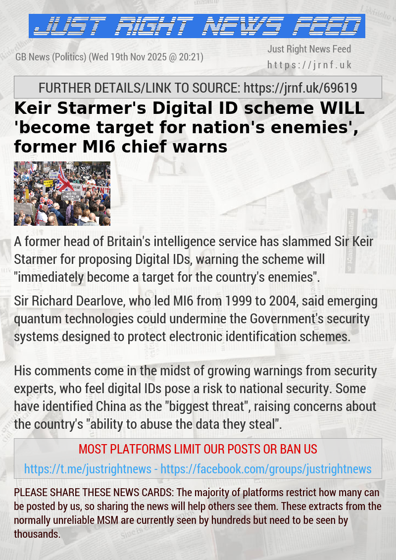 Keir Starmer’s Digital ID scheme WILL ’become target for nation’s enemies’, former MI6 chief warns