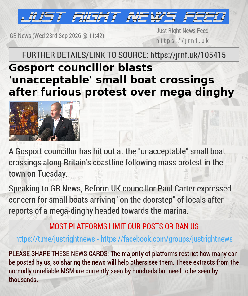 Gosport councillor blasts ’unacceptable’ small boat crossings after furious protest over mega—dinghy