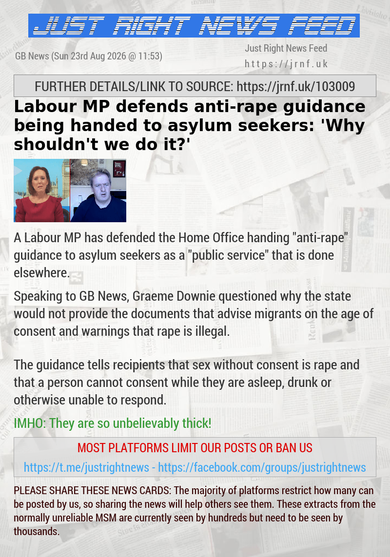 Labour MP defends anti—rape guidance being handed to asylum seekers: ‘Why shouldn’t we do it?’