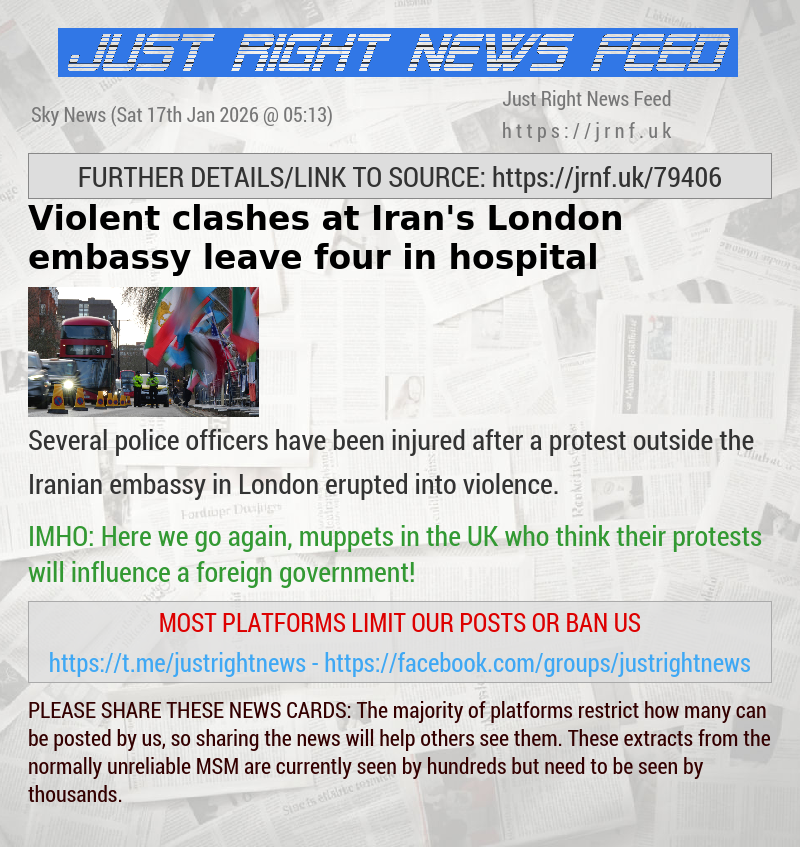 Violent clashes at Iran’s London embassy leave four in hospital