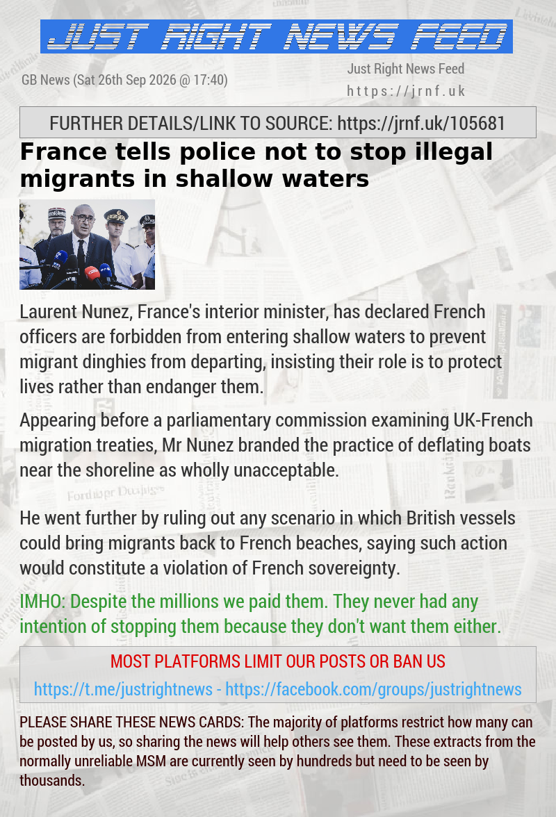 France tells police not to stop illegal migrants in shallow waters