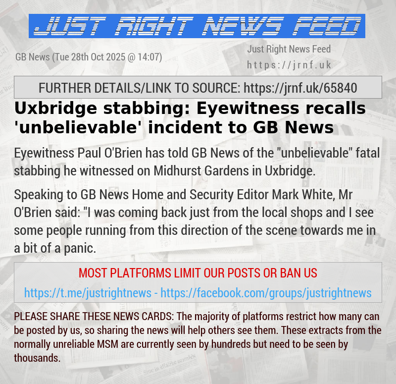 Uxbridge stabbing: Eyewitness recalls ’unbelievable’ incident to GB News