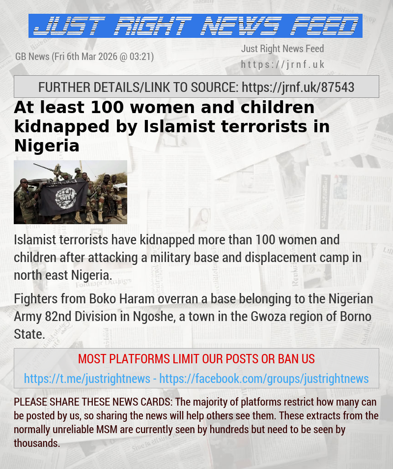 At least 100 women and children kidnapped by Islamist terrorists in Nigeria