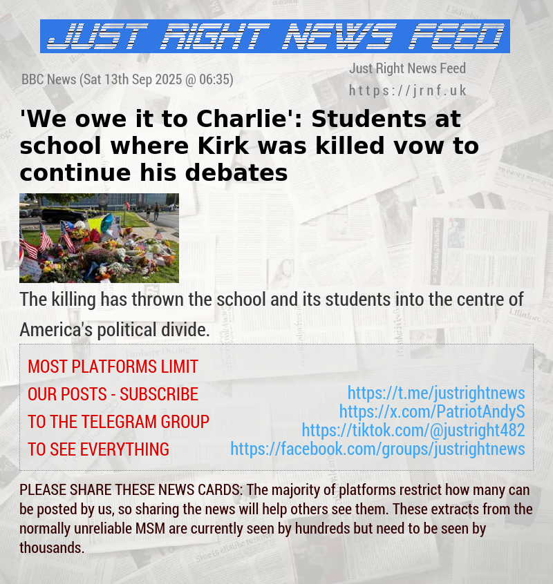 ’We owe it to Charlie’: Students at school where Kirk was killed vow to continue his debates