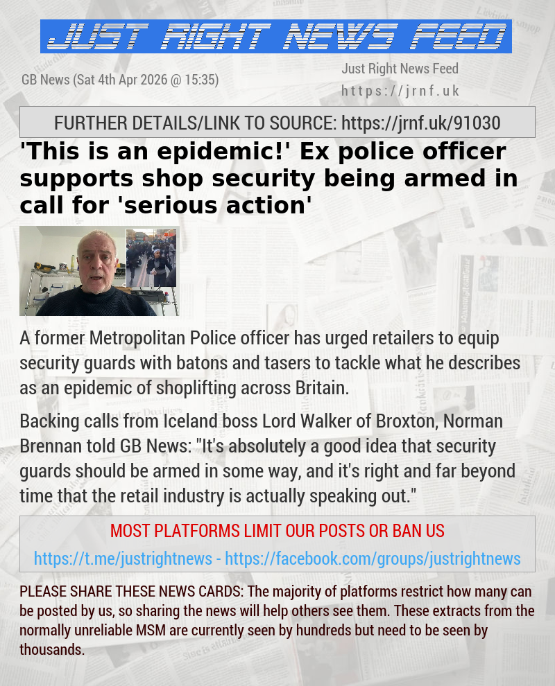 ’This is an epidemic!’ Ex—police officer supports shop security being armed in call for ’serious action’
