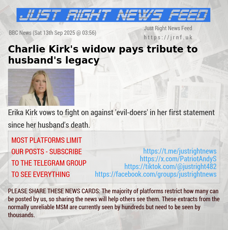 Charlie Kirk’s widow pays tribute to husband’s legacy