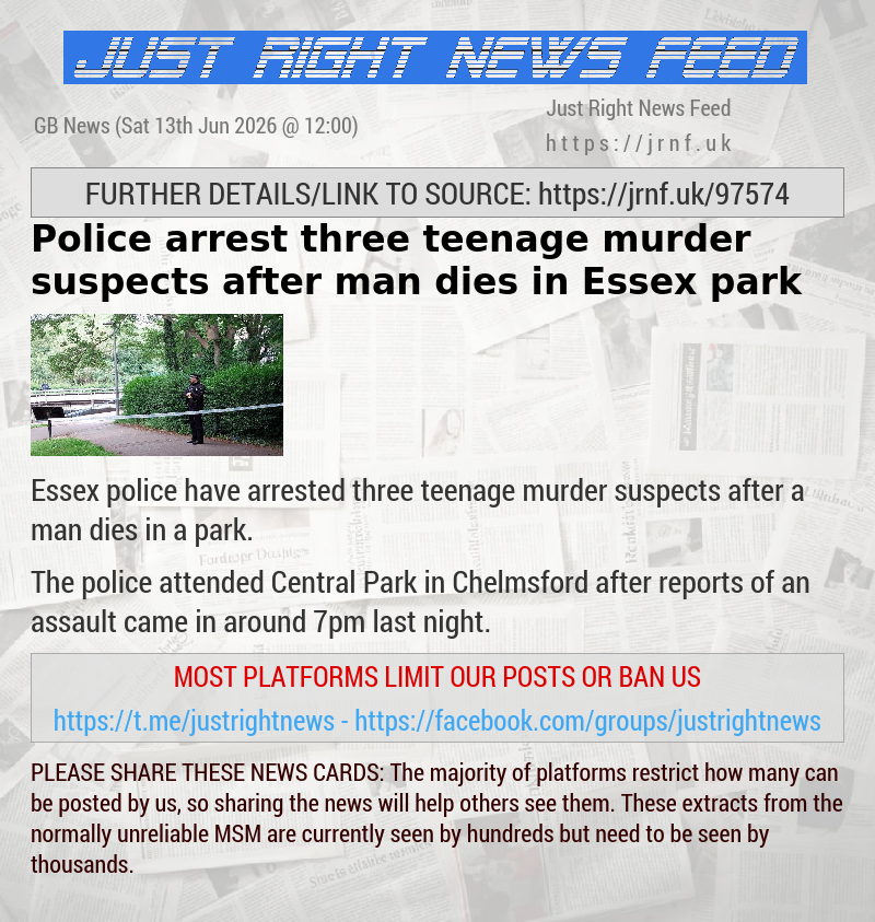 Police arrest three teenage murder suspects after man dies in Essex park