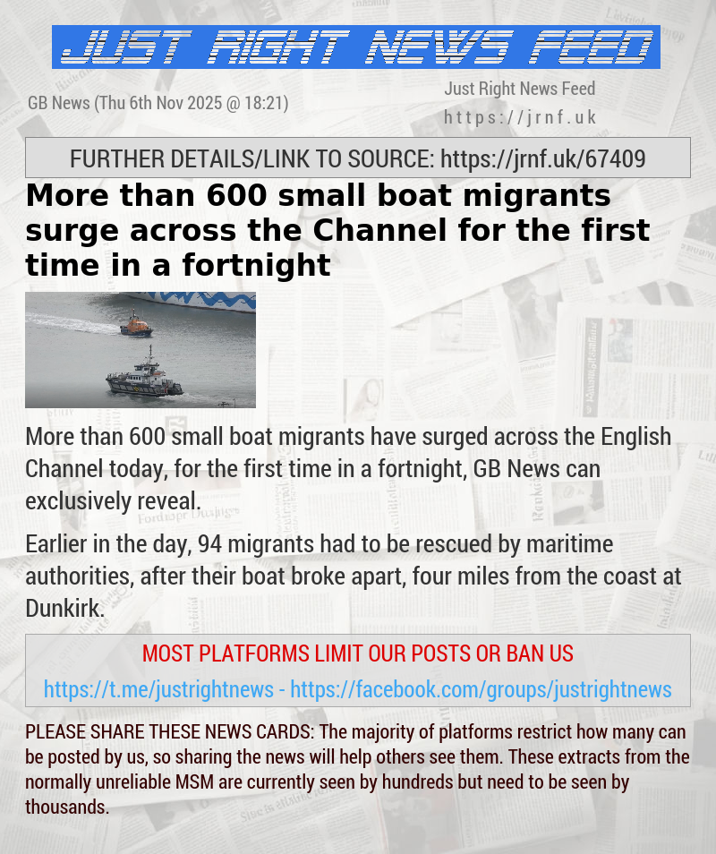 More than 600 small boat migrants surge across the Channel for the first time in a fortnight