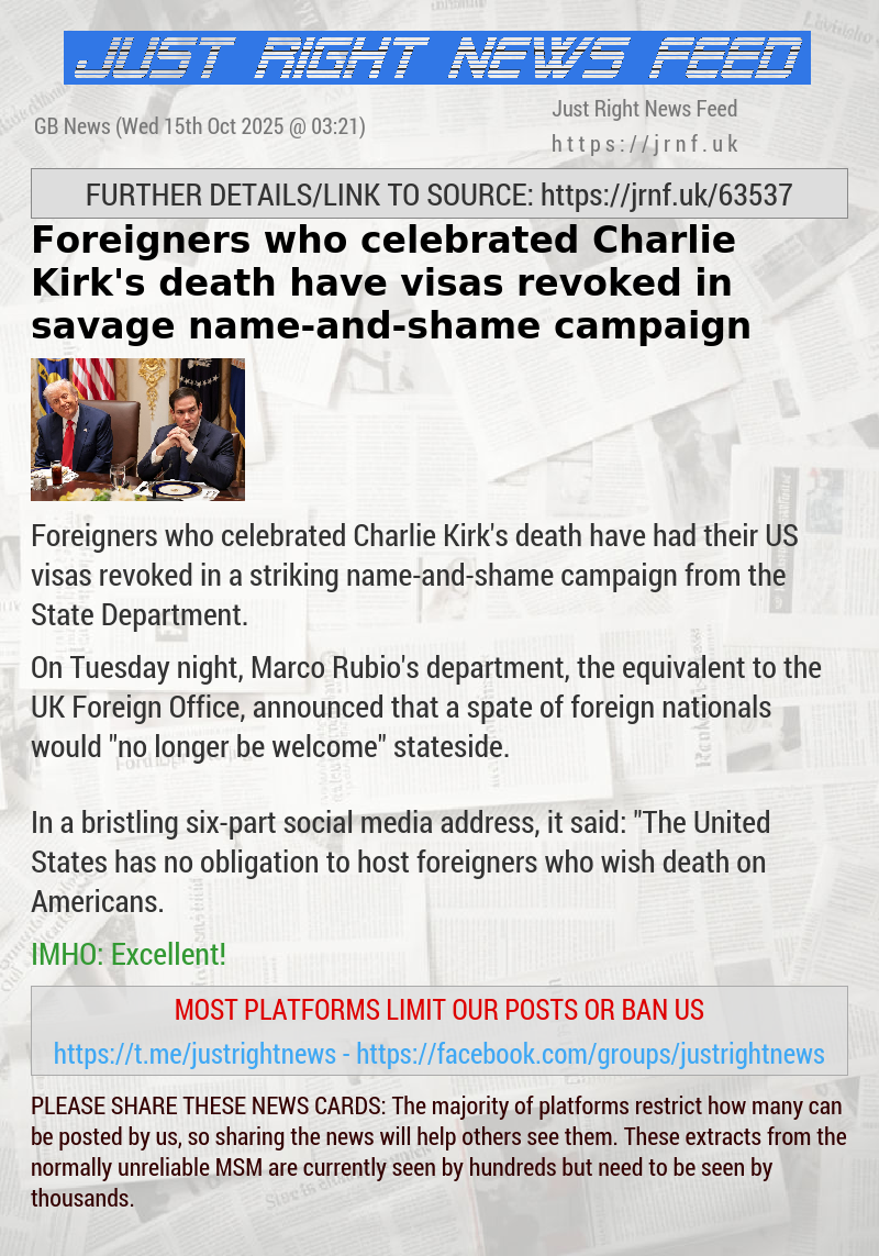 Foreigners who celebrated Charlie Kirk’s death have visas revoked in savage name—and—shame campaign