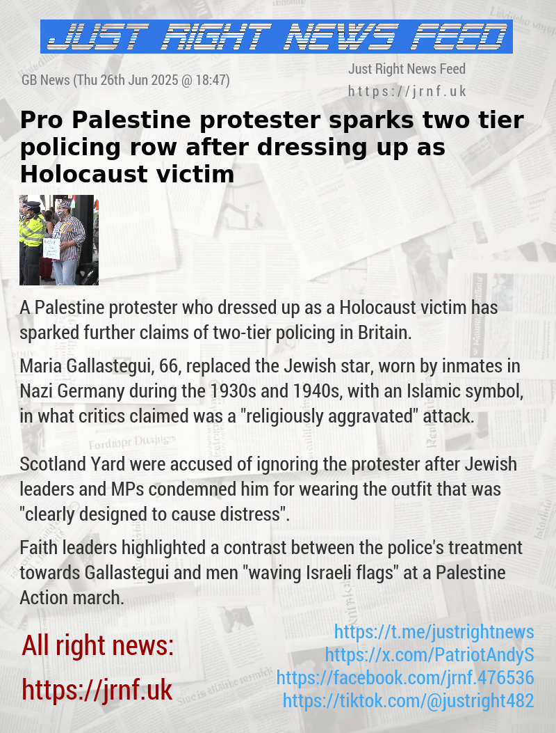 Pro—Palestine protester sparks two—tier policing row after dressing up as Holocaust victim
