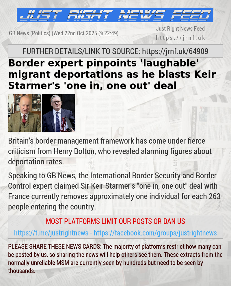 Border expert pinpoints ’laughable’ migrant deportations as he blasts Keir Starmer’s ’one in, one out’ deal