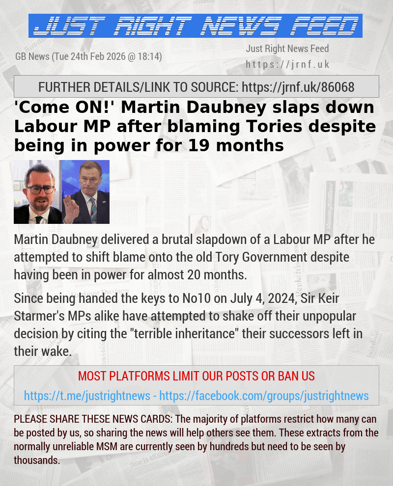 ’Come ON!’ Martin Daubney slaps down Labour MP after blaming Tories despite being in power for 19 months