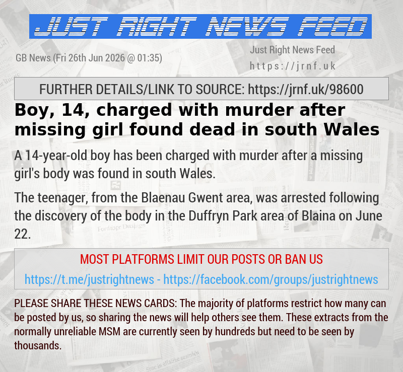 Boy, 14, charged with murder after missing girl found dead in south Wales