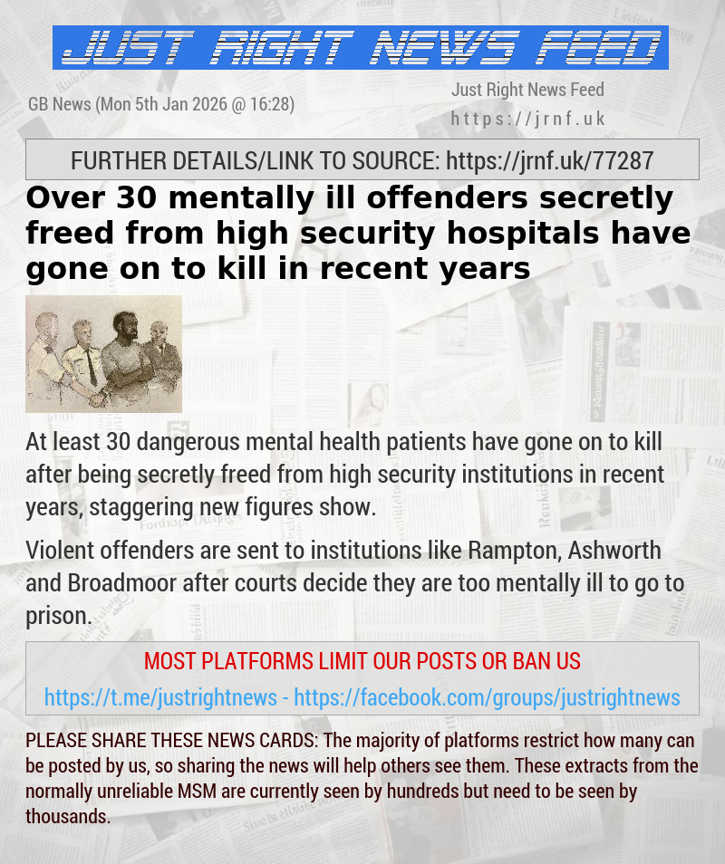 Over 30 mentally ill offenders secretly freed from high security hospitals have gone on to kill in recent years