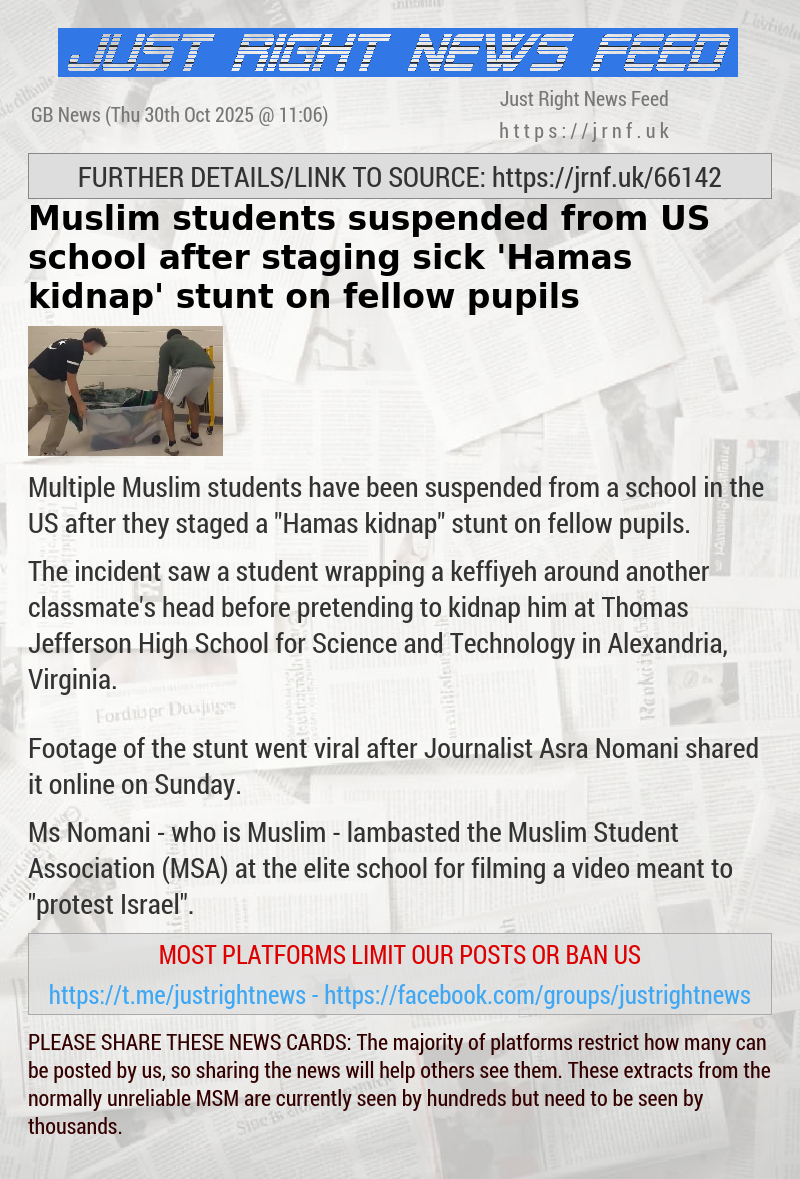 Muslim students suspended after staging sick ’Hamas kidnap’ stunt on fellow pupils