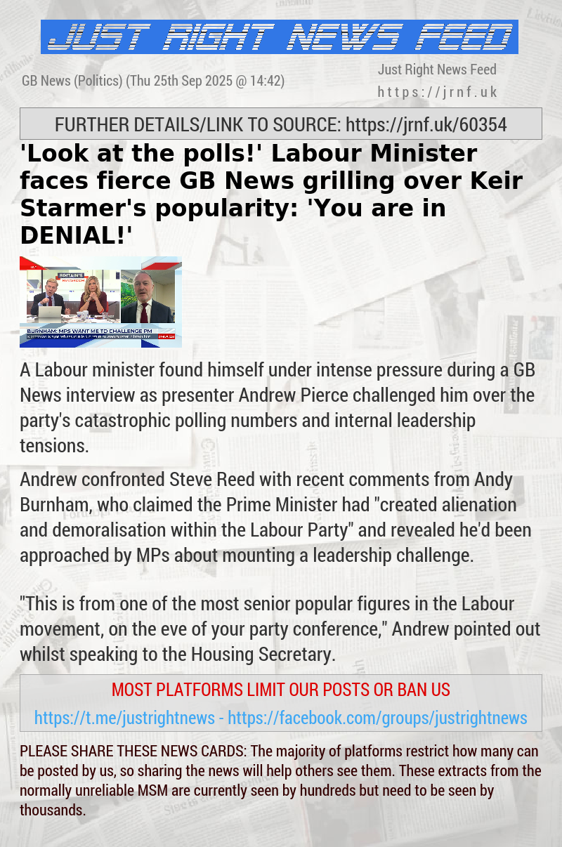 ’Look at the polls!’ Labour Minister faces fierce GB News grilling over Keir Starmer’s popularity: ’You are in DENIAL!’