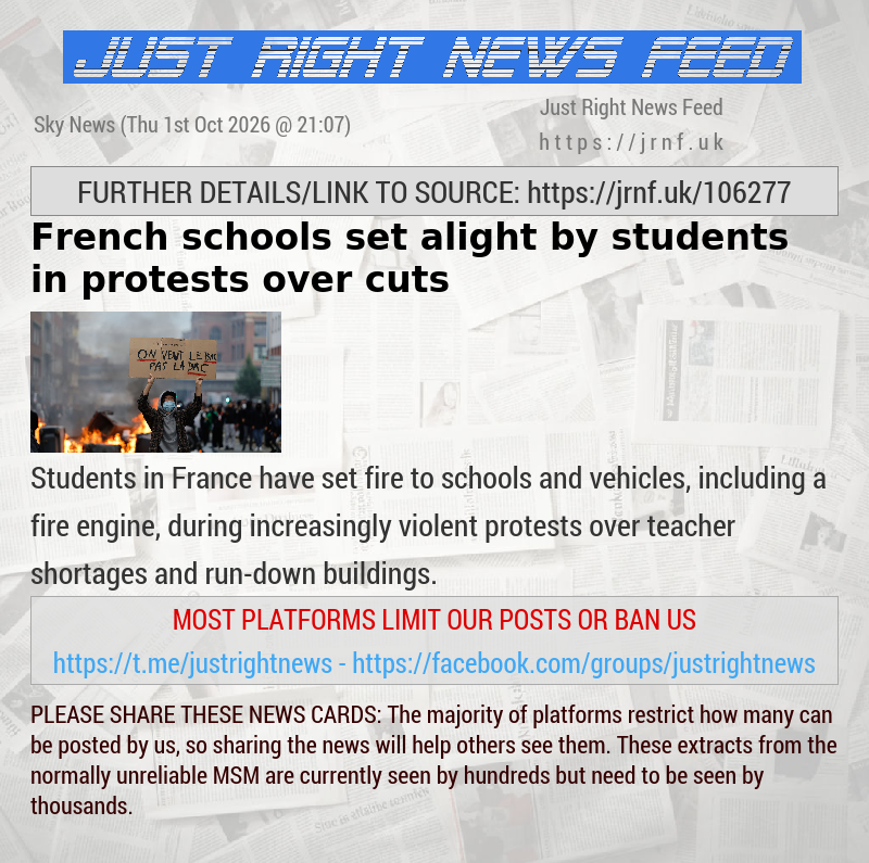 French schools set alight by students in protests over cuts