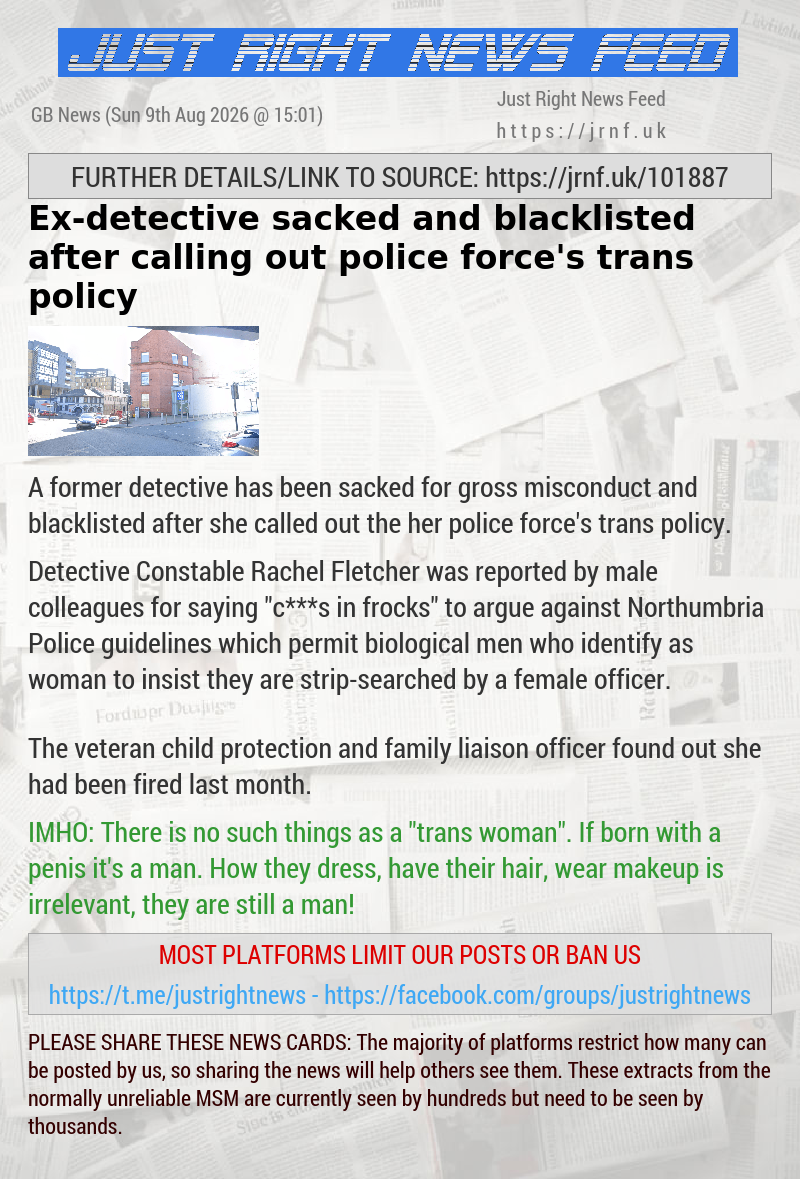 Ex—detective sacked and blacklisted after calling out police force’s trans policy