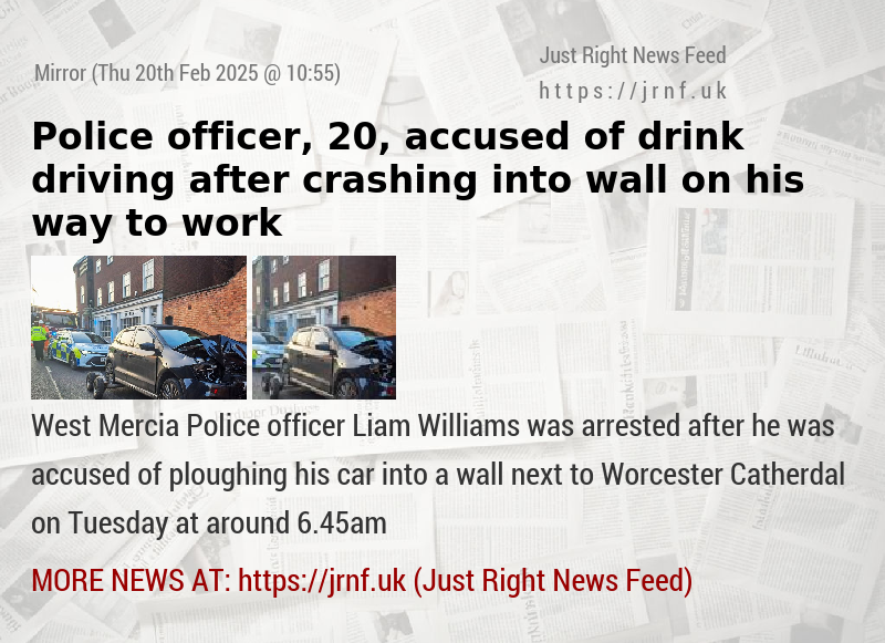 Police officer, 20, accused of drink driving after crashing into wall on his way to work