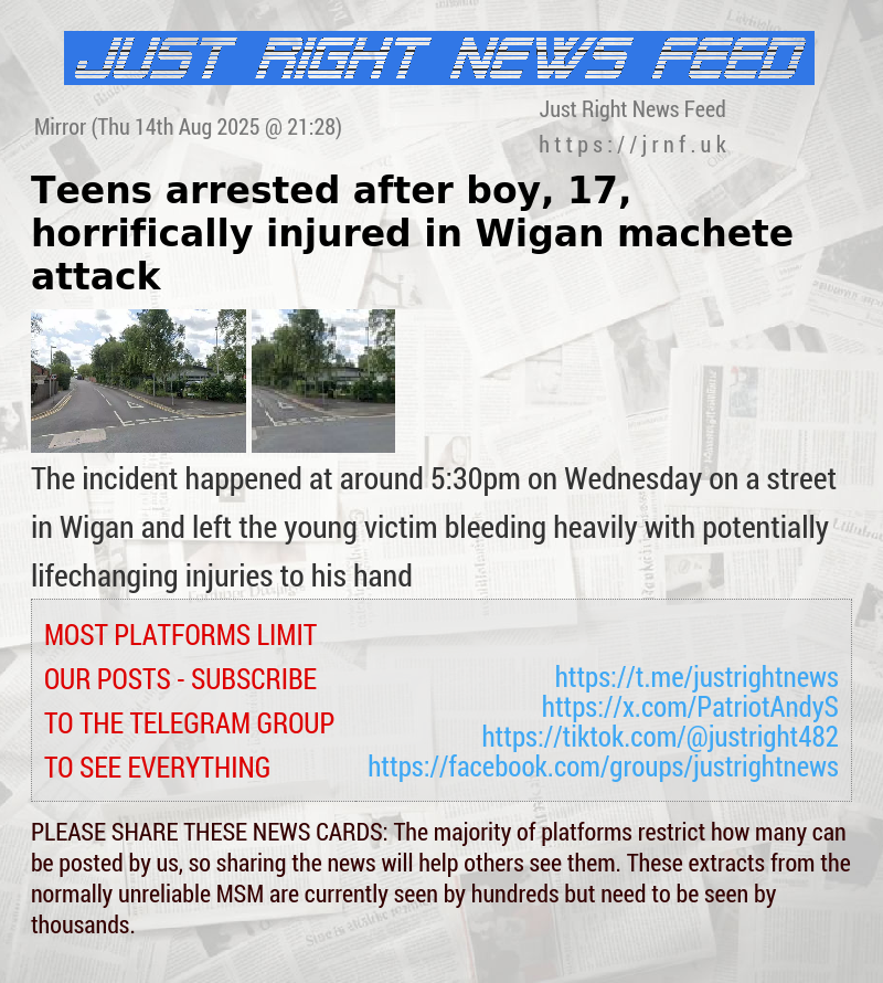 Teens arrested after boy, 17, horrifically injured in Wigan machete attack